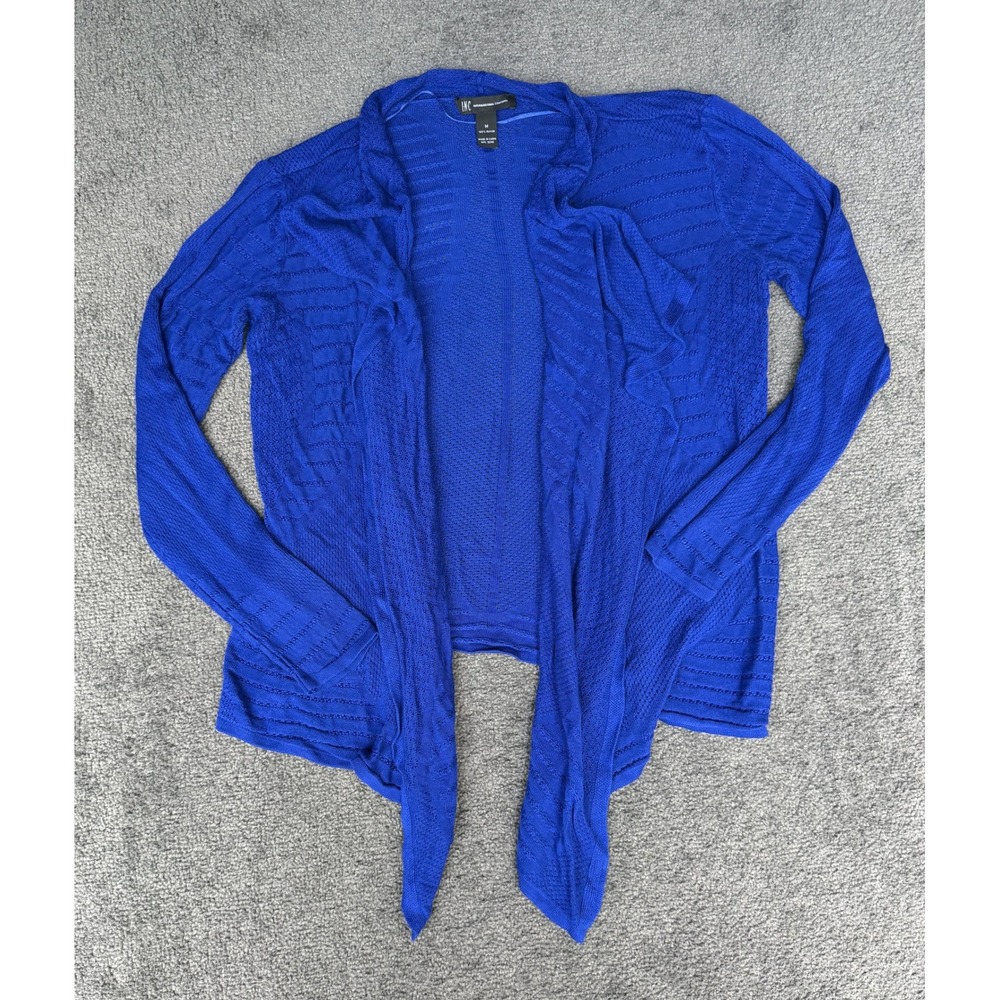INC International Concepts Royal Blue Waterfall Open Front Cardigan Medium
